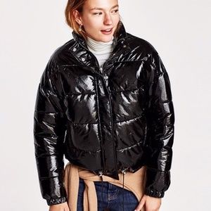 ZARA VINYL PUFFER JACKET - SIZE SMALL